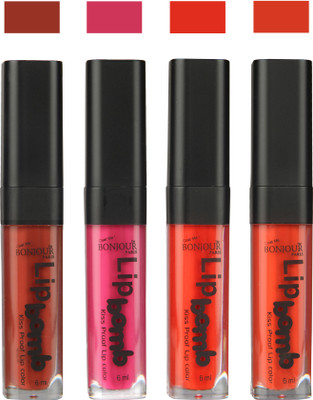

Bonjour Paris Matte Lipstick(Tan-Fuchsia-Fire Orange-Brick Orange, 24 ml)