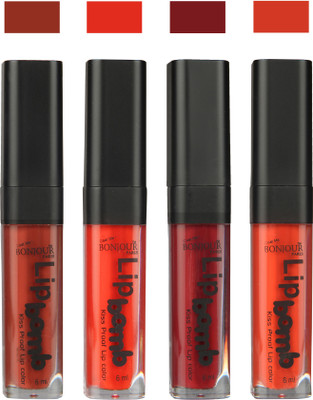 

Bonjour Paris Matte Lipstick(Tan-Fire Orange-Mauve-Brick Orange, 24 ml)