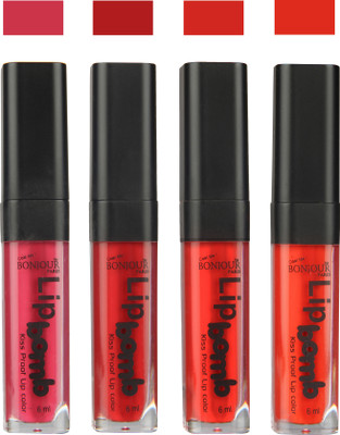 

Bonjour Paris Matte Lipstick(24 ml, Hot Pink-Red-Bunt Amber-Fire Orange)