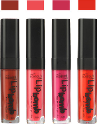

Bonjour Paris Matte Lipstick(Tan-Peach-Fuchsia-Fire Orange, 24 ml)