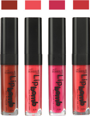 

Bonjour Paris Matte Lipstick(Tan-Peach-Fuchsia-Irresistble Pink, 24 ml)