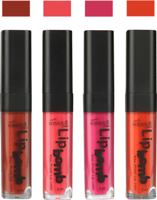 

Bonjour Paris Matte Lipstick(Tan-Peach-Fuchsia-Brick Orange, 24 ml)