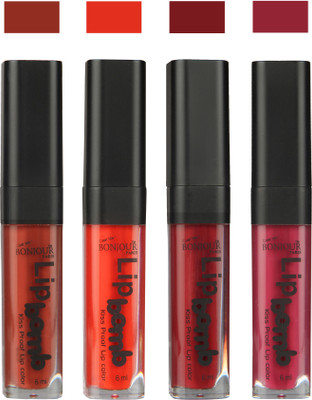 

Bonjour Paris Matte Lipstick(Tan-Fire Orange-Mauve-Wine, 24 ml)