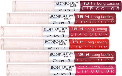 BONJOUR PARIS Matte Lipstick(Plum-Maroon-Mauve-Orange-Mauve-Pink, 36 ml)