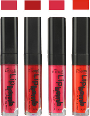 

Bonjour Paris Matte Lipstick(24 ml, Hot Pink-Red-Pink-Fire Orange)