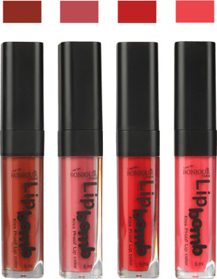 

Bonjour Paris Matte Lipstick(Tan-Nute-Dark Red-Peach, 24 ml)