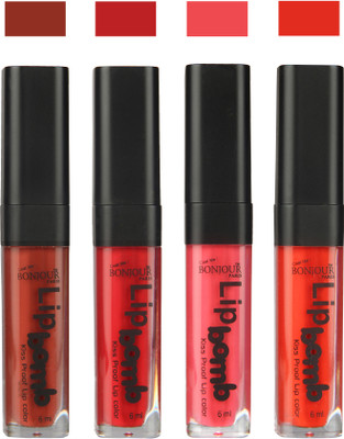 

Bonjour Paris Matte Lipstick(Tan-Dark Red-Peach-Fire Orange, 24 ml)