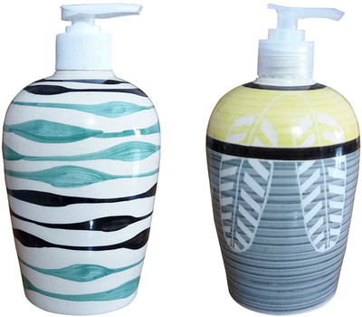 

Sforzi Ceramic soap dispenser set of 2 450 ml Lotion, Shampoo, Soap, Gel Dispenser(Multicolor)