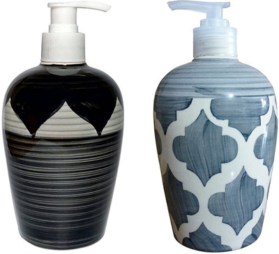 

Sforzi Ceramic soap dispenser set of 2 450 ml Lotion, Shampoo, Soap, Gel Dispenser(Multicolor)