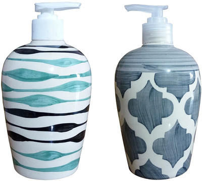 

Sforzi Ceramic soap dispenser set of 2 450 ml Lotion, Shampoo, Soap, Gel Dispenser(Multicolor)