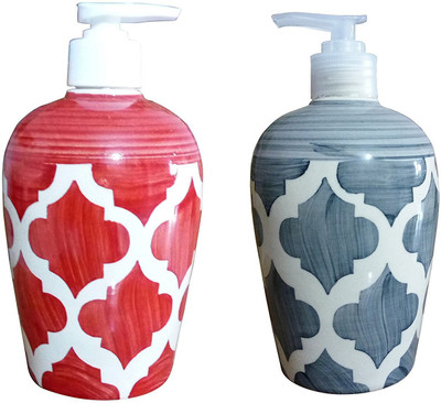 

Sforzi Ceramic soap dispenser set of 2 450 ml Lotion, Shampoo, Soap, Gel Dispenser(Multicolor)