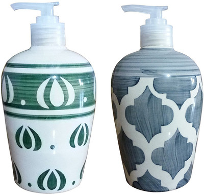 

Sforzi Ceramic soap dispenser set of 2 450 ml Lotion, Shampoo, Soap, Gel Dispenser(Multicolor)