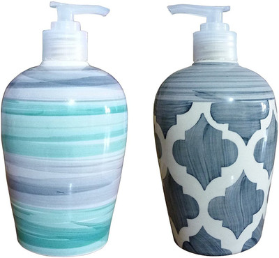 

Sforzi Ceramic soap dispenser set of 2 450 ml Lotion, Shampoo, Soap, Gel Dispenser(Multicolor)