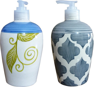 

Sforzi Ceramic soap dispenser set of 2 450 ml Lotion, Shampoo, Soap, Gel Dispenser(Multicolor)