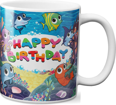 

VOGALLY Happy Birthday Ceramic Mug(325 ml), Multicolor