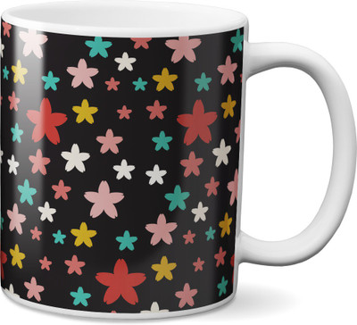 

VOGALLY Colorful Ceramic Floral Pattern Ceramic Mug(325 ml), Multicolor
