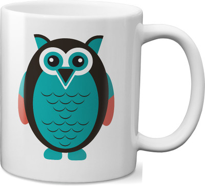 

VOGALLY Fat Owl Ceramic Mug(325 ml), Multicolor