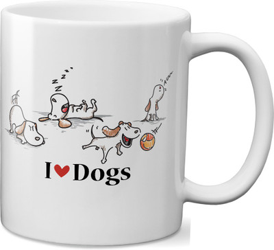 

VOGALLY I Love Dogs Ceramic Mug(325 ml), Multicolor