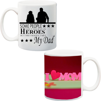 

Stylotrendz I Love Mom 3D and World's Best Dad Special gift for parents Ceramic Mug(325 ml, Pack of 2), Multicolor