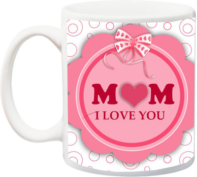 

Stylotrendz Mom I Love you Pink Designer Pattern Print Ceramic Mug(325 ml), Multicolor