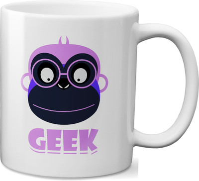 

VOGALLY Purple Monkey Geek Ceramic Mug(325 ml), Multicolor