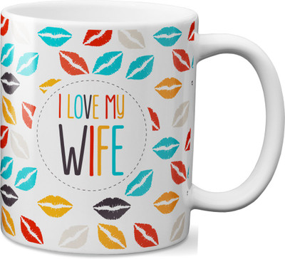 

VOGALLY I Love My Wife Ceramic Mug(325 ml), Multicolor