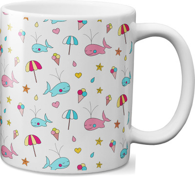 

VOGALLY Dolphin Stars Pattern Ceramic Mug(325 ml), Multicolor