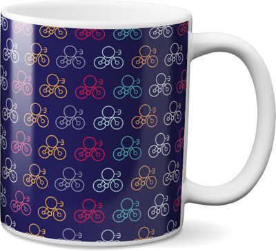 

VOGALLY Bicycles Pattern Ceramic Mug(325 ml), Multicolor