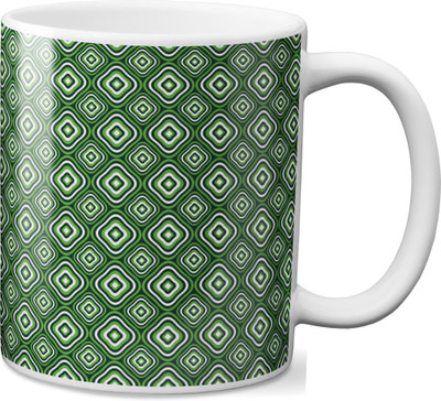 

VOGALLY Green Rounded Rectangle Retro Tiles Ceramic Mug(325 ml), Multicolor