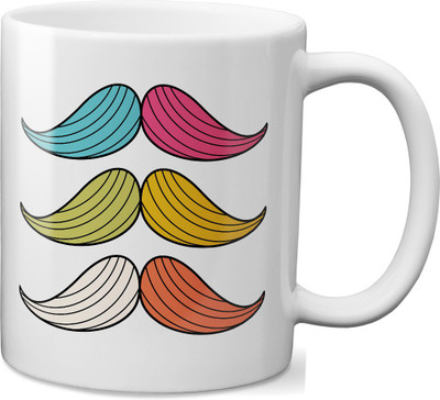 

VOGALLY Funny Moustache Art Ceramic Mug(325 ml), Multicolor