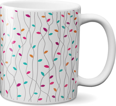 

VOGALLY Colorful Leaves Pattern Ceramic Mug(325 ml), Multicolor