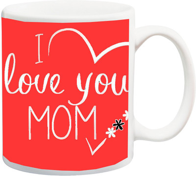 

Stylotrendz I love you Mom Orange print Ceramic Mug(325 ml), Multicolor