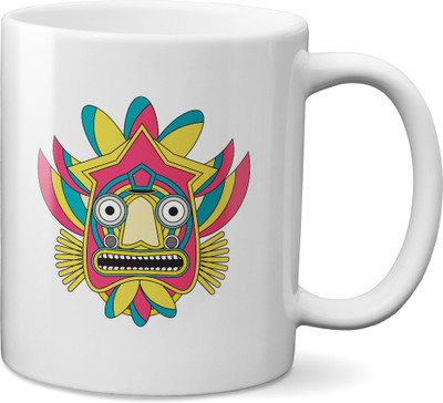 

VOGALLY African Traditional Mask Ceramic Mug(325 ml), Multicolor