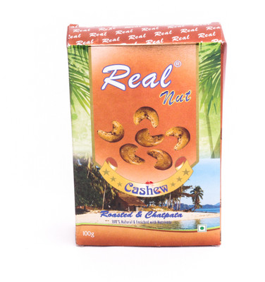 

Real 250g X 4 Chatpata Roasted Cashew nut (Kaju) 1000 gm Pack of 4 Grade - W320no.(1 kg, Box)