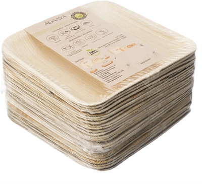 

Adaaya Farms Palm Square Quarter Plate 6 Inch Set of 25 Dinner Plates(Pack of 25)
