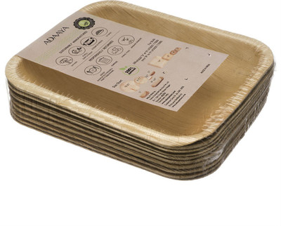 

Adaaya Farms Palm Rectangle Plate 6.8 inch Dinner Plates(Pack of 10)