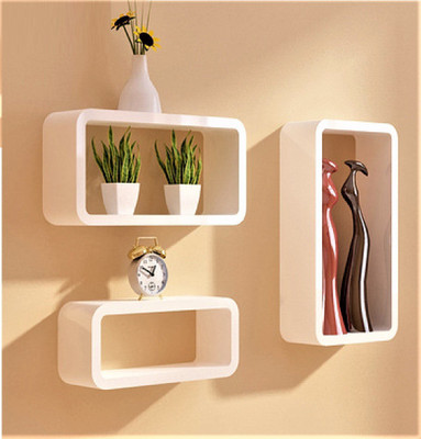 

Ganeshaas Set of 3 All Rectangular White Floating Racks MDF Wall Shelf(Number of Shelves - 3, White)