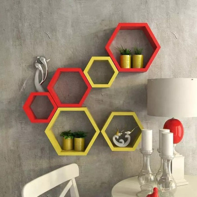 

Onlineshoppee Hexagonal MDF Wall Shelf(Number of Shelves - 6, Yellow, Red)