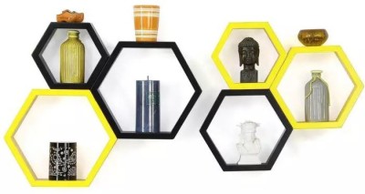 

Onlineshoppee Hexagonal MDF Wall Shelf(Number of Shelves - 6, Yellow, Black)