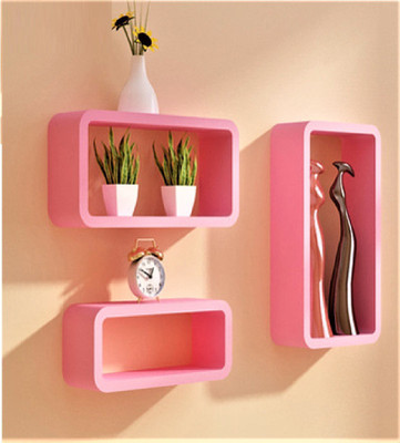 

Ganeshaas Set of 3 All Rectangular Pink Floating Shelves MDF Wall Shelf(Number of Shelves - 3, Pink)