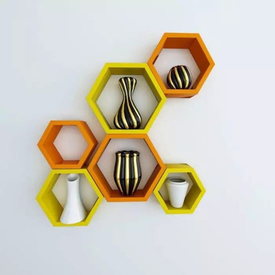 

Onlineshoppee Hexagonal MDF Wall Shelf(Number of Shelves - 6, Yellow, Orange)