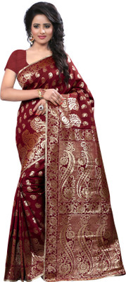Style U Paisley Chanderi Handloom Tussar Silk Saree(Maroon)