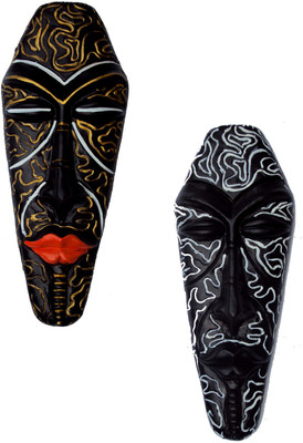

Hand Artz Home Decorative Terracotta Wall Hanging Multicolour Voodo Mask Pair Decorative Showpiece - 37.5 cm(Terracotta, Multicolor)