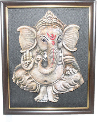 

Sarvsiddhi Terracotta Ganesha Wall Hanging Wall Décor Decorative Showpiece - 28 cm(Terracotta, Wooden, Black, Brown)
