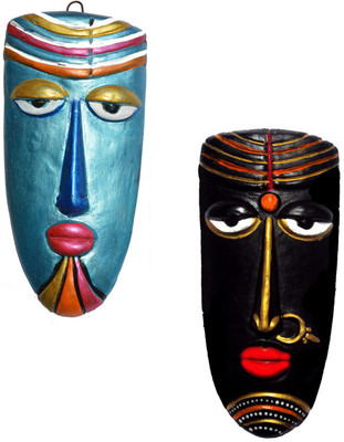 

Hand Artz Terracotta Home Decorative Wall Hanging Multicolour Village Couple Mask Decorative Showpiece - 20 cm(Terracotta, Multicolor)