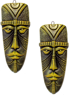 

Hand Artz Terracotta Multicolour Home Decorative Wall Hanging Egyptian King Mask Decorative Showpiece - 20 cm(Terracotta, Multicolor)