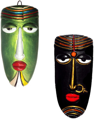 

Hand Artz Terracotta Home Decorative Wall Hanging Multicolour Village Couple Mask Decorative Showpiece - 20 cm(Terracotta, Multicolor)