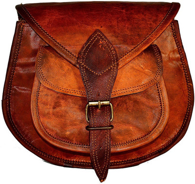 

Anshika International Women Casual Brown Genuine Leather Sling Bag