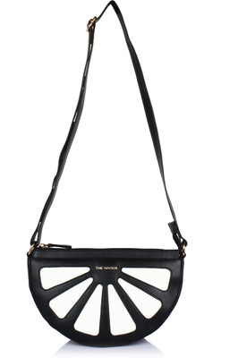 

THE MAKER Women Evening/Party Black Leatherette Sling Bag