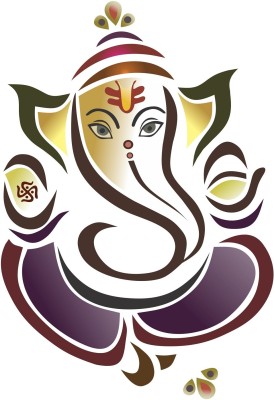 Asmi Collections 95 cm Beautiful God Ganesha and Flower Removable Sticker(Pack of 1)